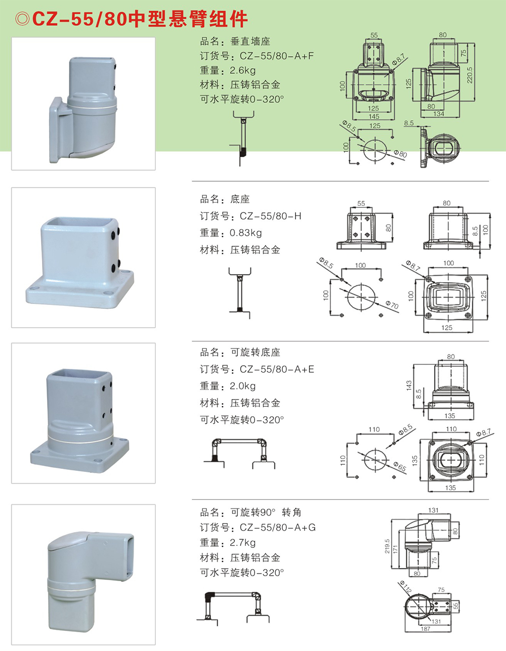 CZ-55/80中型悬臂组件